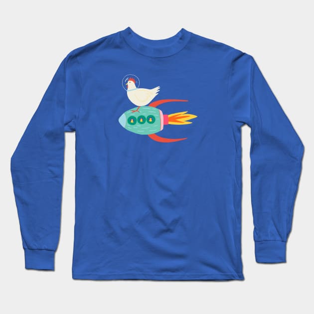 Rocketship Chicken Long Sleeve T-Shirt by Das Brooklyn